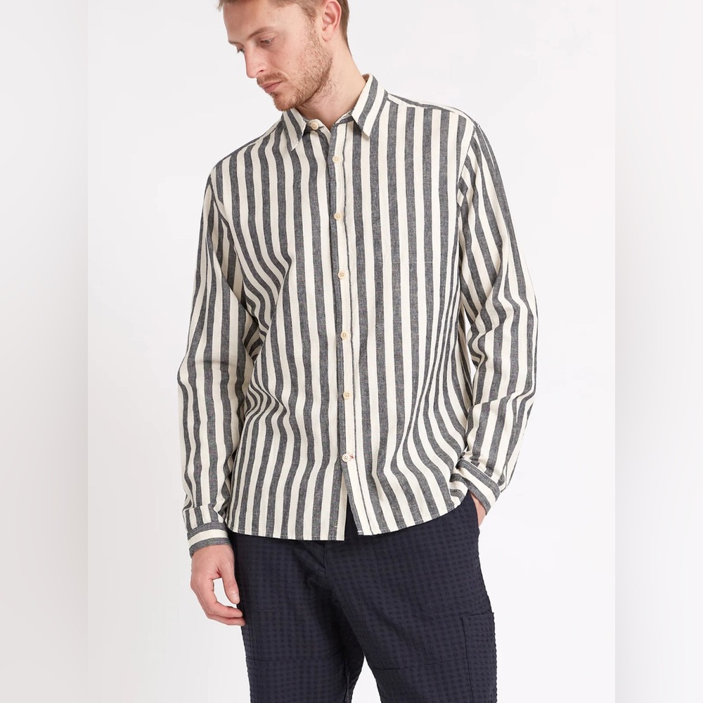 Oliver Spencer Elgar Stripe Linen Blend New York Special Shirt Button Down 970